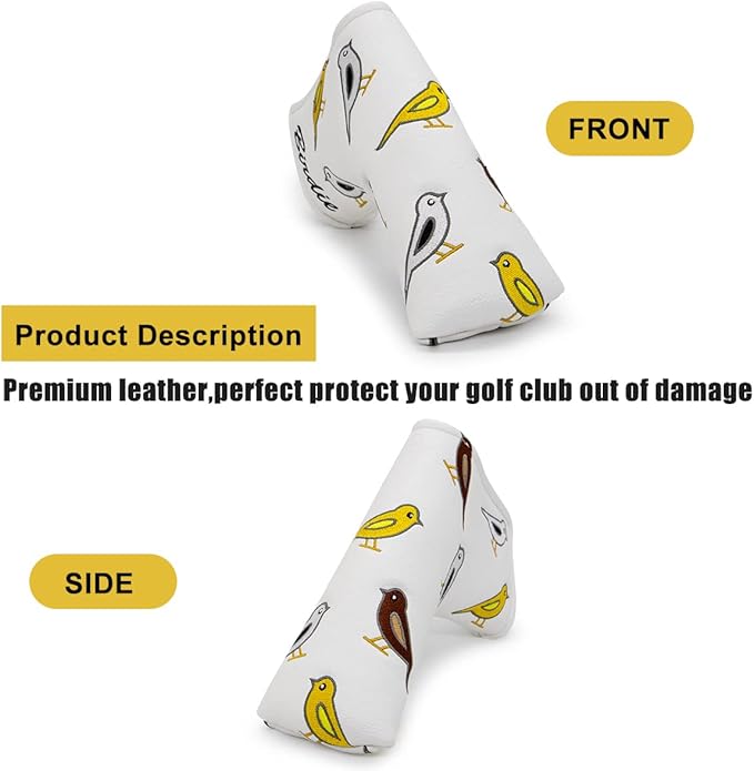 Golf Club Head Covers Birdie Driver Headcovers Fairway Wood Covers Hybrid Cover Elegant Embroidery Premium Leather Golf Mallet Blade Putter Cover
