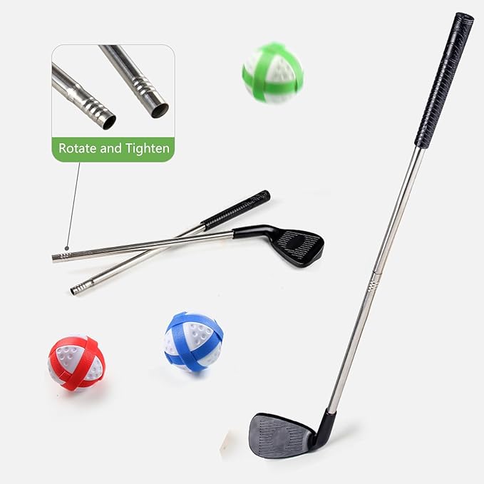 Golf Chipping Game with Stand - 4 in 1 Battle Golf Game with 16 Sticky Balls, Putting Mat, 8 Bean Bags, 2 Soccer Balls, 6 Axes, Indoor Outdoor Yard Games for Chipping Practice for Dads Golfers
