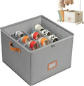 Atlodas Fabric Shoe Organizer Storage Box, 2 Pack Foldable Shoe Storage Organizer Box Bin with Adjustable Dividers and Clear Cover, Fits up to 8-16 Pairs (Gray)