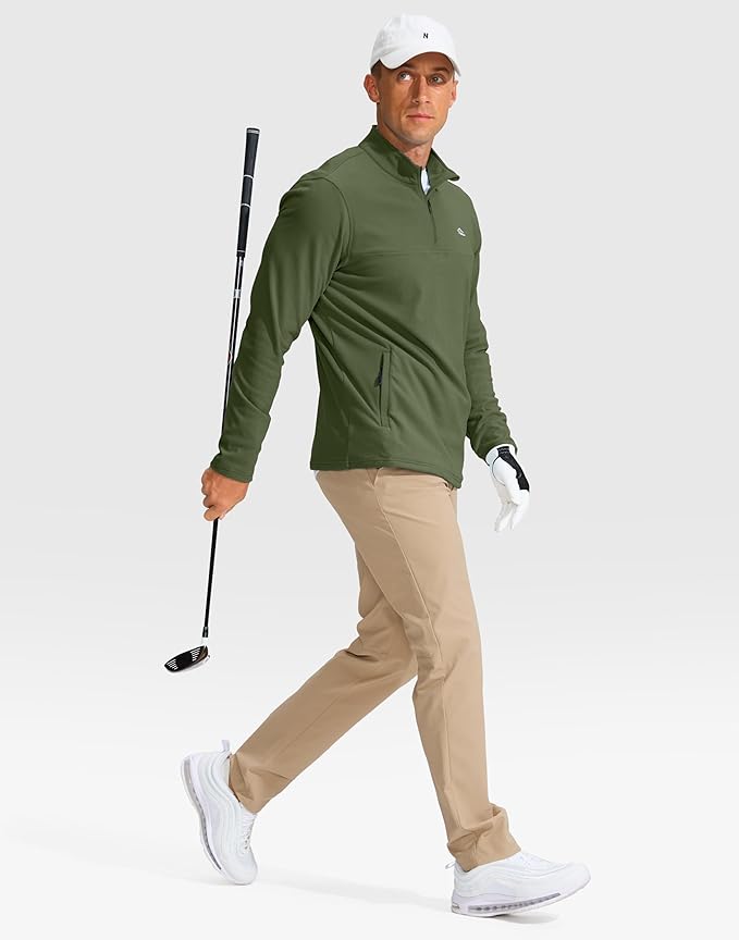 Pudolla Men's Quarter Zip Pullover with 2 Pockets Fleece Warm Soft Golf Sweatshirts for Athletic Workout Running