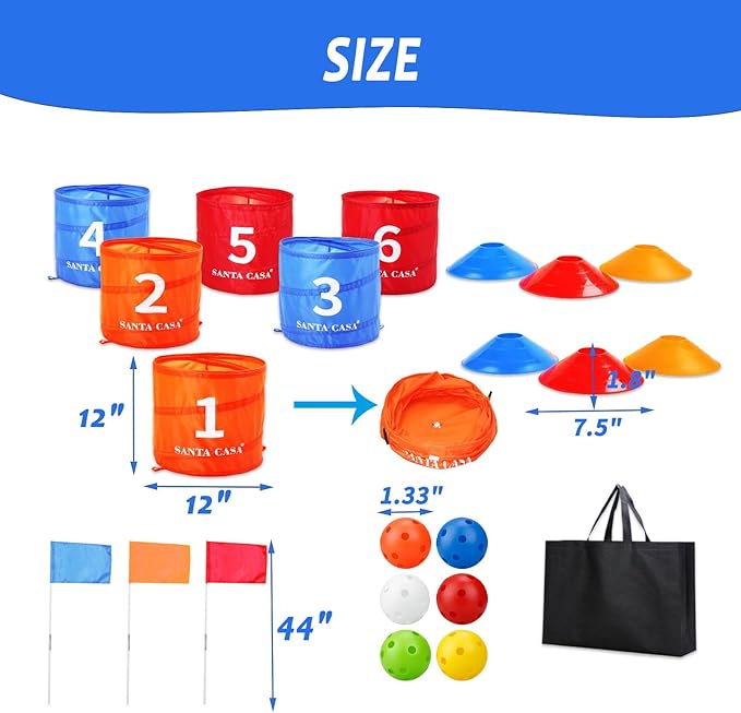 SANTA CASA Golf Backyard Bucket Game - 6-Hole Portable Yard Games Golf Chipping Practice Set for Adults & Pros, Lawn Golf Training, Family Fun at Beach & Park for Dad, Man, Teens