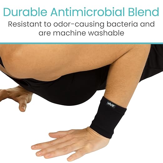 Vive Wrist Compression Sleeves for Women & Men (Pair) - Elastic Support Wristband for Pain Relief & Circulation - Wrist Support for Carpal Tunnel, Arthritis, Tendonitis - Great for Sports Injury