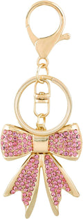 Sparkly Bow Bag Charm Keychain - Rhinestone Bow Key Chain for Women - Cute Purse Handbag Charms Accessories