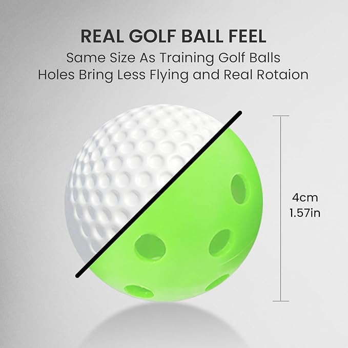 FINGER TEN Golf Practice Balls Plastic Colored Value 12/24/36/50 Pack, Limited Flight Sports Training Ball for Men Women, Indoor Outdoor Driving Range Backyard Use