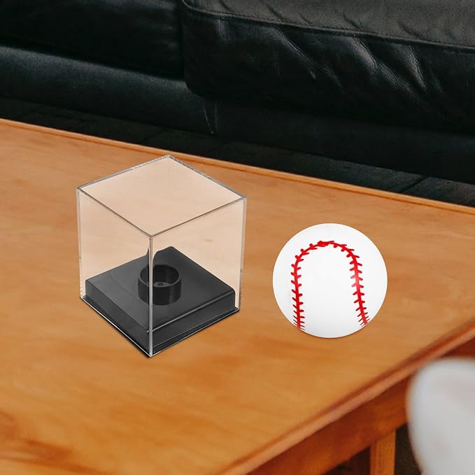 2pcs Baseball Autograph Box: Transparent Acrylic Ball Display Stand for Sports - Memorabilia Holder Cube - Clear Cube Protector for Golf Tennis Autographed Balls