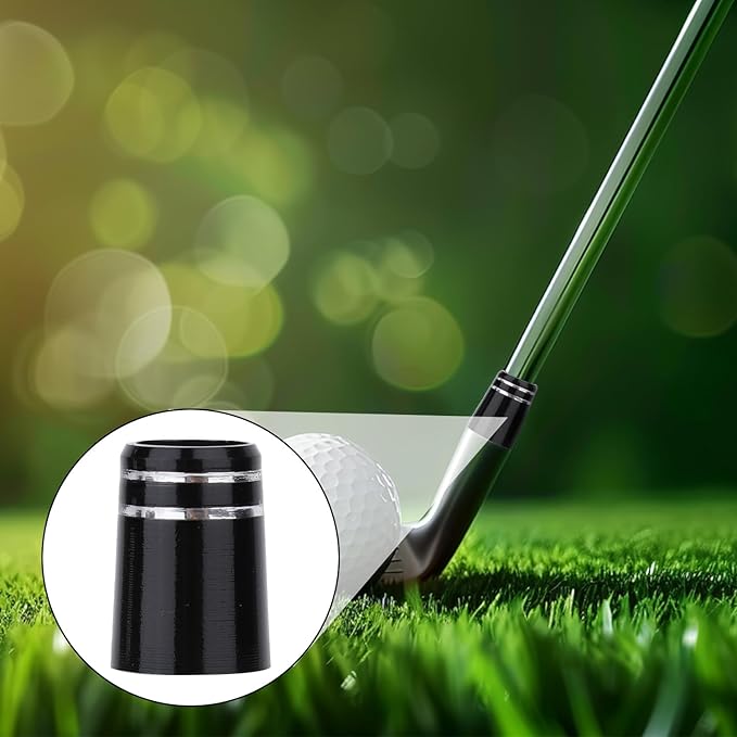 Golf Club Ferrules, Black .370 Golf Iron Ferrules with Double Chrome Rings for Taper Head Iron and Wedge Shafts