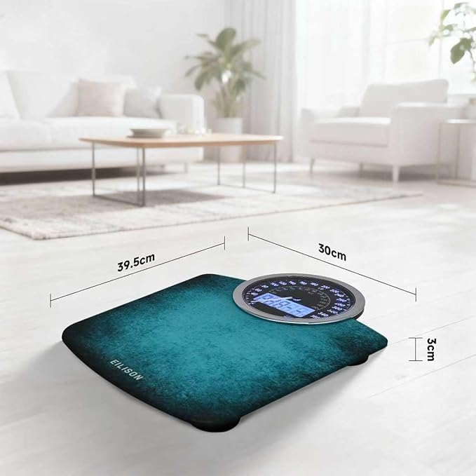 EILISON Highly Advance 2-in-1 Digital & Analog Weighing Scale for Body Weight-400lbs, 4 High Precison GX Sensor Accurate, Thick Tempered Glass, Extra Large Display (Blue)