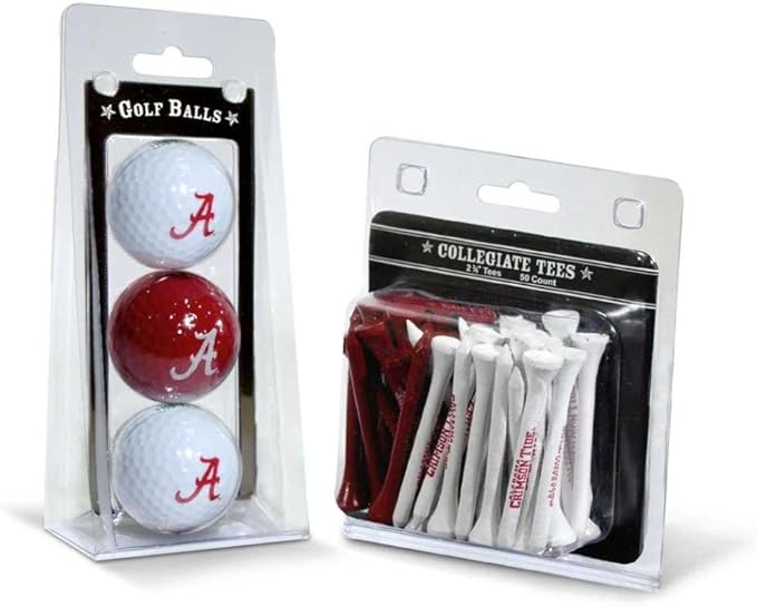 Team Golf NCAA Logo Imprinted Golf Balls (3 Count) & 2-3/4" Regulation Golf Tees (50 Count), Multi Colored