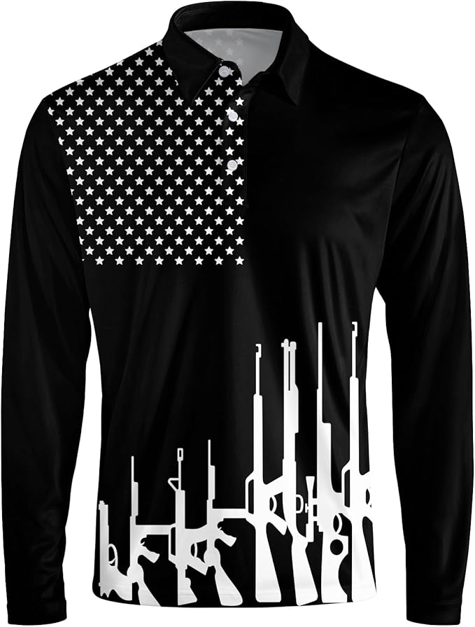 Men's Long Sleeve Golf Shirt Quick Dry 3 Button Work Fishing Outdoor Casual Collar Shirt
