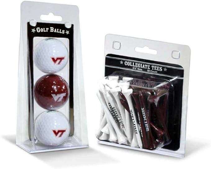 Team Golf NCAA Logo Imprinted Golf Balls (3 Count) & 2-3/4" Regulation Golf Tees (50 Count), Multi Colored