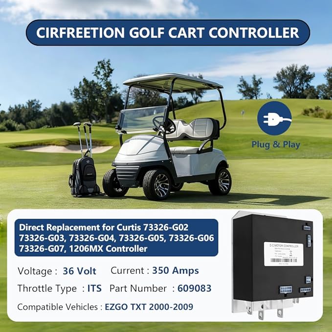 73326-G02 Golf Cart Motor Controller, 36V 350A PDS Speed Controllers for EZGO TXT 2000-2009, Golf Cart Controller Compatible with Curtis 73326-G03, 73326-G04, 1206MX, 609083, ITS Throttle Type