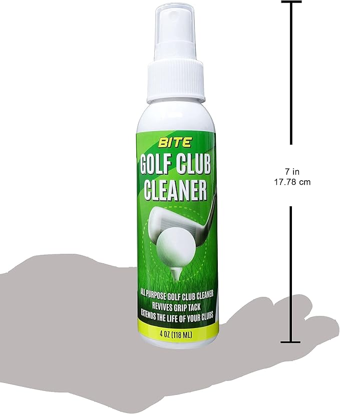 Bite Golf Club Grip Cleaner Spray | Keeps Clubs, Irons, and Drivers Clean | Use With Cloth, Brush, or Bottle Brush Refill | Restore Grip Tack