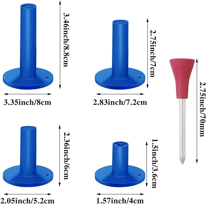 12 Pieces Golf Range Tees Set Rubber Golf Tees for Mats Driving Range 6 Pieces for Practice Mat Mixed Size