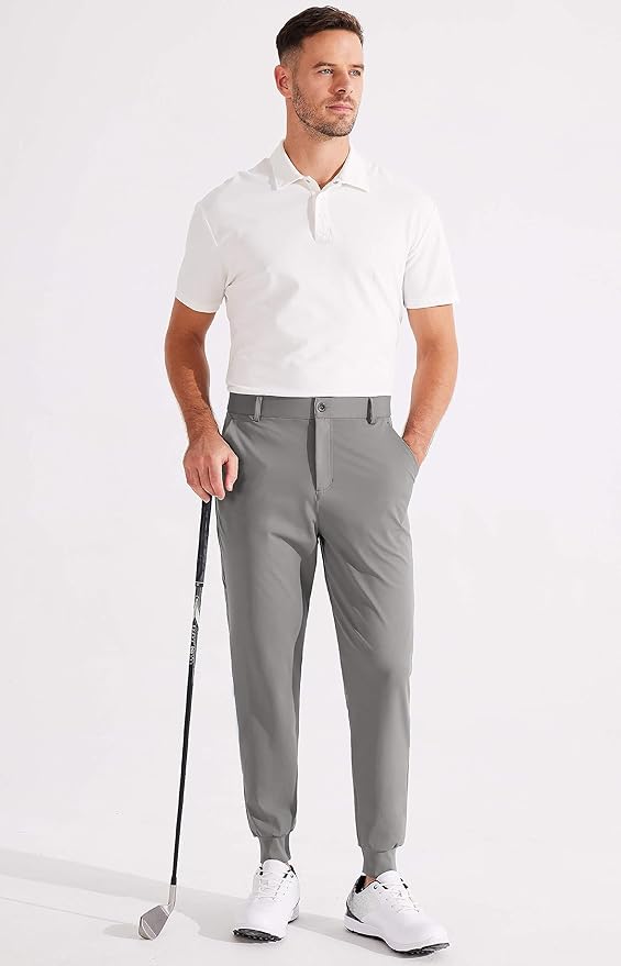 Libin Men's Golf Pants Joggers Lightweight 3 Pockets Slim Fit Soft Stretchy Tapered Work Dress Athletic