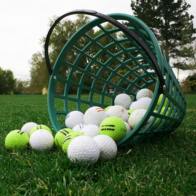 YARNOW Golf Ball Basket with Handle Nylon Golf Ball Container Golf Ball Bin (Green, Golf Balls are Excluded)