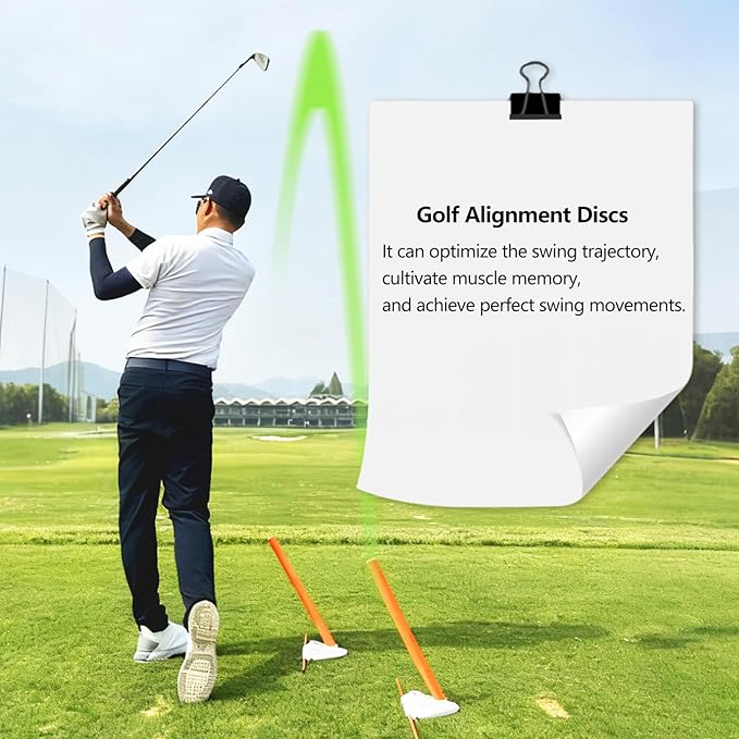 Golf Swing Training Aid, Golf Alignment Discs, Golf Alignment Sticks Correct Posture, Swing Plane, Path, Golf Swing Trainer, Golf Training aid Improve Swing Accuracy and Consistency