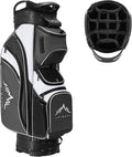 14-Way Golf Cart Bag with Full Length Divider, Premium PU Leather Golf Bag with Plush Top, Magnetic Pocket and Rain Cover for Men
