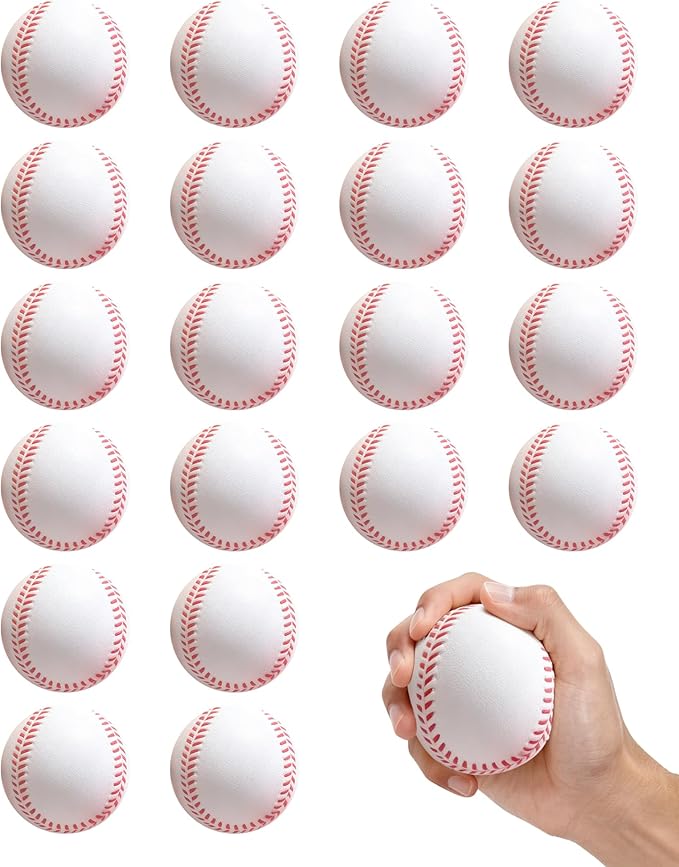 Tarutaru 20 Pack Foam Balls for Baseballs & Softballs - Soft Practice Baseballs for Hitting, Pitching, Batting Training, Indoor & Outdoor Sport Diameter 2.83in