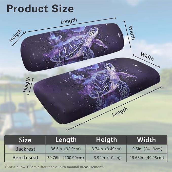 Golf Cart Seat Covers, Universal Fit & Nonskid Bottom Fits for Club Car 2 Person Seats Golf Carts