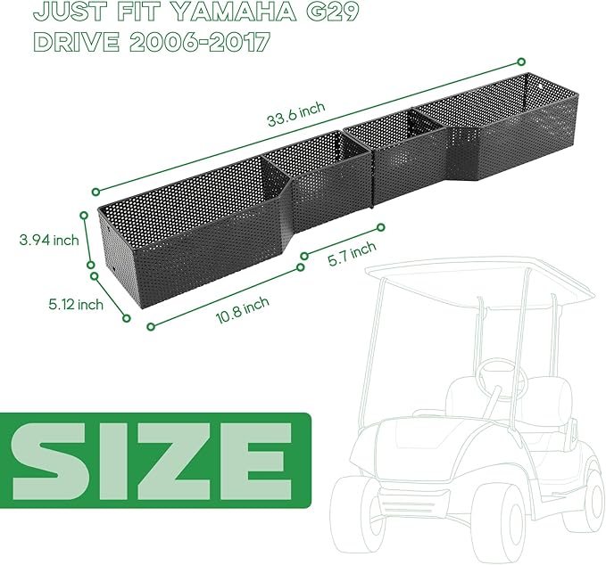 XUANYUDG0769 Golf Cart Front Inner Basket Mesh Storage Tray Organizer Extended Additional Storage for Golf Carts