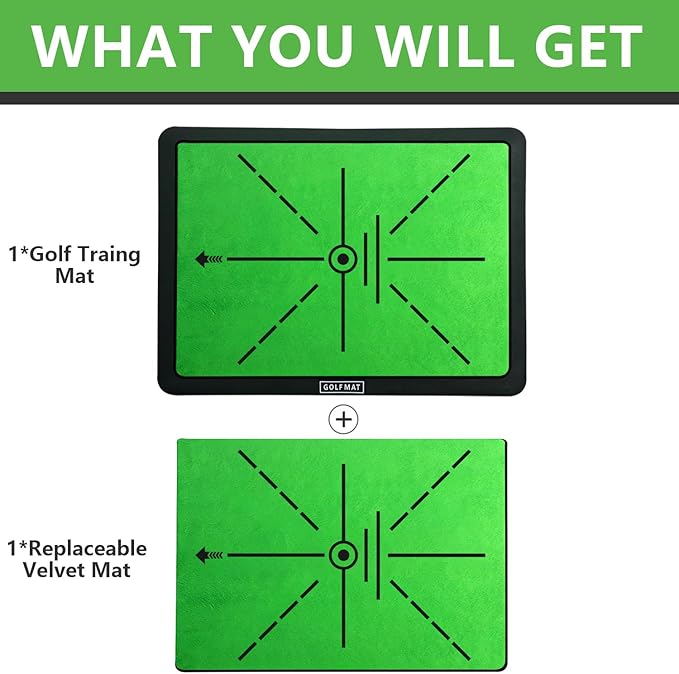 Golf Hitting Mat – Swing Path Feedback Trainer with Durable Rubber Base & Replaceable Turf for Indoor or Outdoor Practice