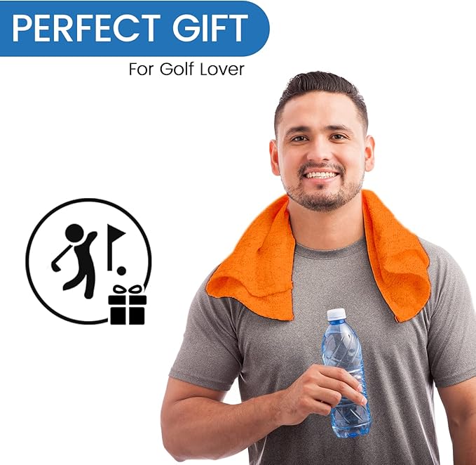 Personalized Passion Golf Towel with Embroidered Name - 16"x26" Custom Golf Towels with Clip - Soft & Highly Absorbent Plush Velour - Easily Wipes Away Sweat and Dirt - Gift for Golfers - Orange