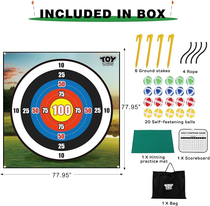 TOY Life Chipping Golf Practice Mats Golf Game Training Mat Indoor Outdoor Games for Adults Family Kids Outdoor Play Equipment Stick Chip Golf Set Backyard Game(Patented)