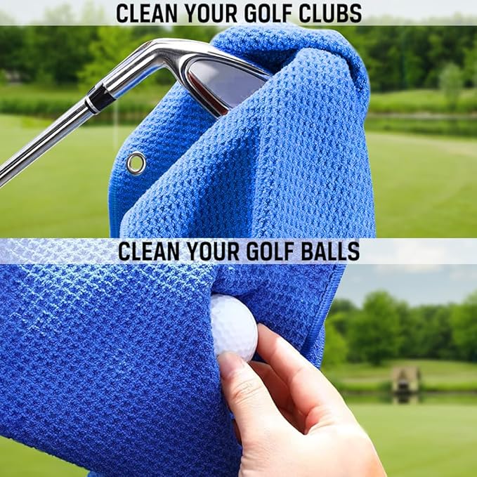 ERHACHAIJIA Yes I'd Have A Retirement Plan Embroidered Golf Towel with Clip. Funny Golf Accessories Gifts for Men Women Golfer Grandma Grandpa Mom Dad, Retirement (Blue)