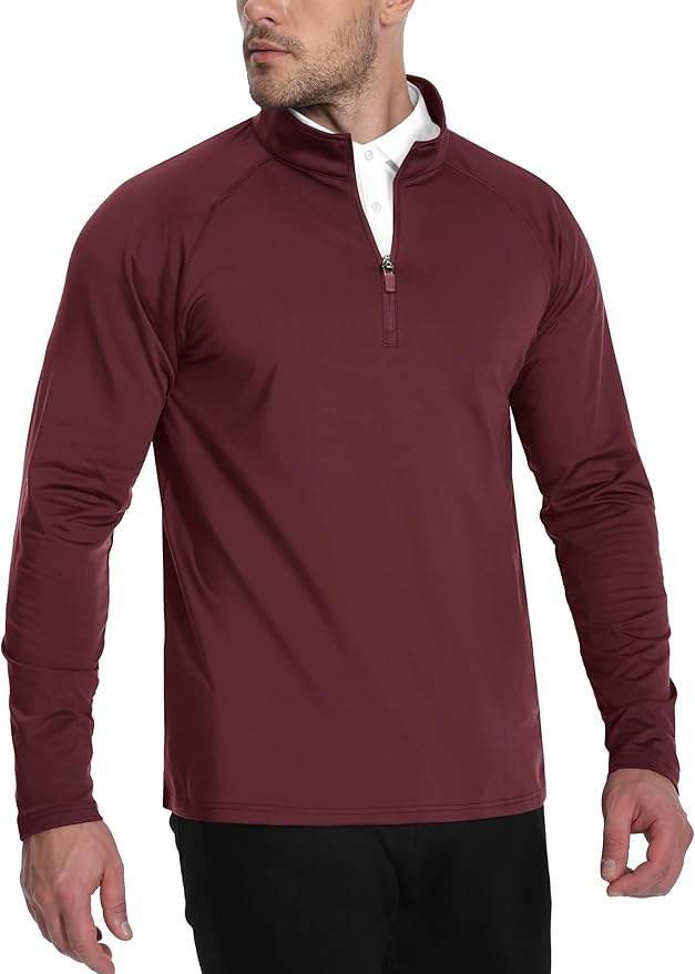 TACVASEN Men's Quarter Zip Pullover Fleece Lined Thermal Long Sleeve Golf Shirt 1/4 Zip Warm Winter Sweatshirts