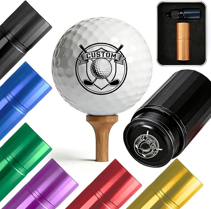 Custom Golf Ball Stamp Personalized Golf Ball Marker with Customizable Design Initials, Reusable Waterproof Metal Golf Stamp for Golfers, Ideal Father's Day Birthday Gift (Black)