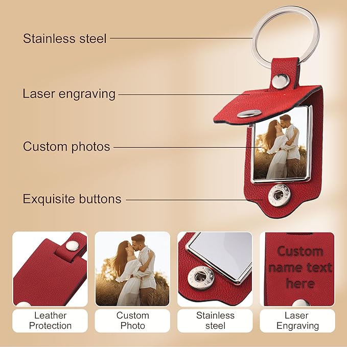 Custom Keychains with Picture Personalized Photo Logo Text Customized Key Chain for Boyfriend Dad Men Women Gifts