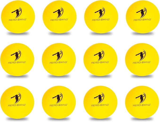 Aero Balls - Baseball & Softball Lightweight Training Balls - Durable Foam Yellow Balls to Use Indoor/Outodoor Batting Practice - Intended for Use with The Aero Bat (Pack of 12)