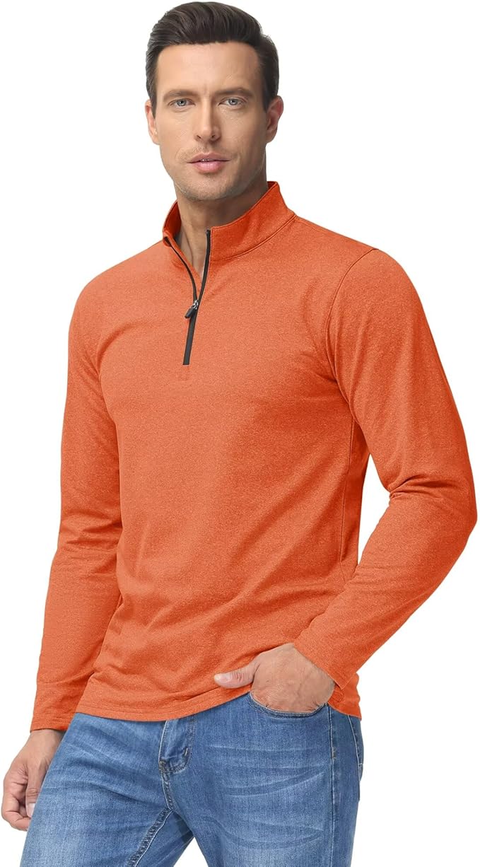 Boladeci Men's Quarter Zip Pullover Premium Fleece Lined Heather Long Sleeve Golf Shirts Midweight 1/4 Half Zip Sweatshirts
