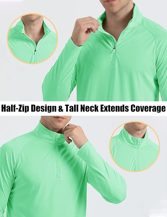 MAGCOMSEN Men's Long Sleeve Sun Shirts UPF 50+ Tees 1/4 Zip Up Fishing Running Rash Guard T-Shirts Outdoor Shirt