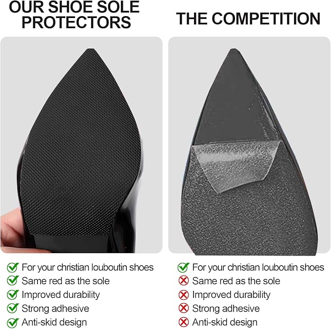 Shoe Sole Protector, Non-Slip Pads Grips, Sticker for Bottom of Shoes (2 Pair Black + 1 Pair Heel Liner, 6.0"4.0")
