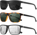KALIYADI Polarized Sunglasses for Men and Women, Mens Sun Glasses with UV Protection for Driving Fishing Golf (3 Packs)