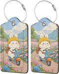 TSA Approved Luggage Tags Rabbit Riding for Suitcases 2 Pack Funny Leather Carnival Cruise Airport Cute Travel Name Tags Golf Bag tag Ships Essentials Privacy Cover ID Label for Women Men