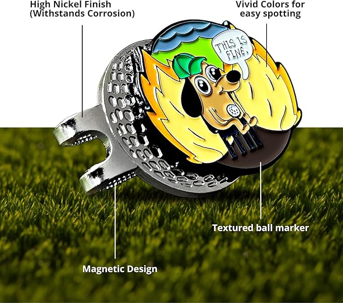 wolph This is FINE Golf Ball Marker Hat Clip – Magnetic & Durable Golf Accessories for Men Women – Funny Golf Gifts to Elevate & Personalize Your Game.