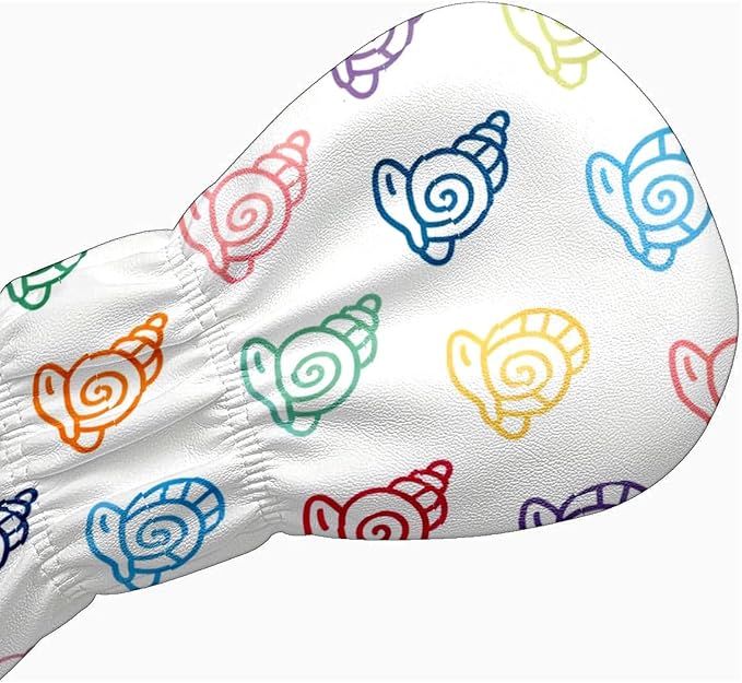 3 Pack PU Leather Golf Club Head Covers - Driver, Fairway Wood & Hybrid, Funny Golf Accessories, Ideal Golf Gift Colorful Line Seashell