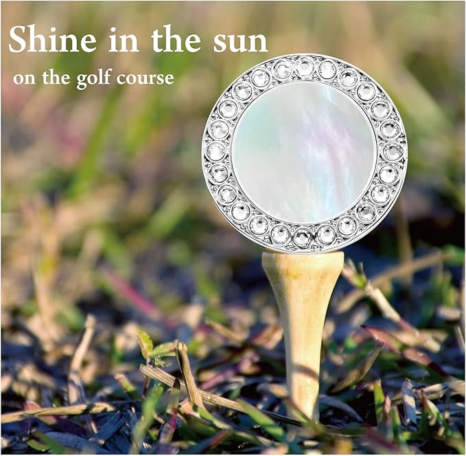 Golf Ball Marker Hat Clip with Pearl Crystal Ball Marker, Golf Accessories, Golf Gifts, Golf Ball Markers for Women