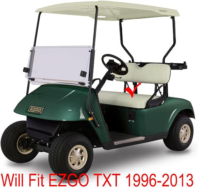 Huskey 4PCS Golf Cart Front/Rear Seat Covers for EZGO Medalist/TXT 94-13 Custom Two-Tone Black/Limegreen Diamond Stitching with Limegreen Piping, Marine Grade Vinyl Material, Staple on Design