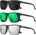 KALIYADI Polarized Sunglasses for Men and Women, Mens Sun Glasses with UV Protection for Driving Fishing Golf (3 Packs)