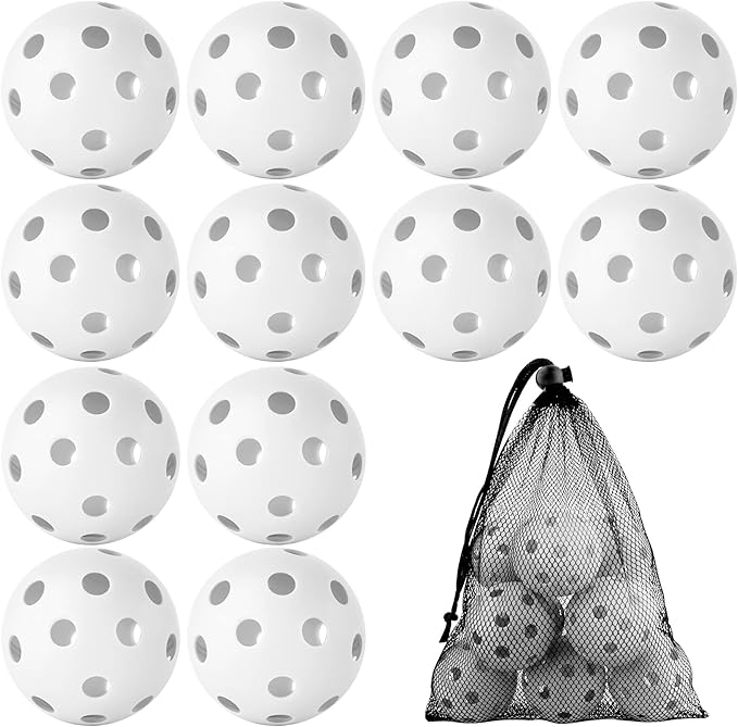 Coopay 12/50/100 Pack Baseball Practice Balls Plastic Training Balls Lightweight Hollow Softballs with a Drawstring Bag for Hitting, Baseball Training Indoor Outdoor Use