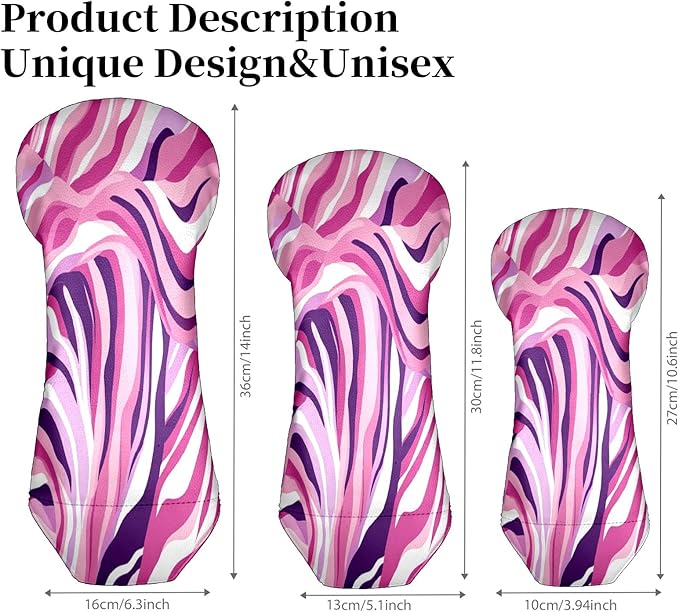Funny Butterfly Colorful Golf Head Covers for Driver, Fairway, Hybrid & 3 Wood Premium PU Leather with Soft Velvet Lining Waterproof & Scratch-Resistant Unique Golf Gift for Men & Women