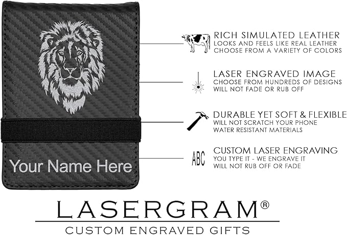 LaserGram Mini Padfolio with Notepad and Pen, Golfer Golfing, Personalized Engraving Included (Carbon Fiber Black with Silver)
