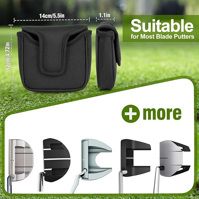 Golf Putter Covers Mallet Putter Headcover Golf Putter Headcovers with Magnetic Closure Golf Club Cover for Most Brand