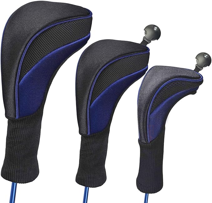 3pcs Nylon Golf Head Covers with Interchangeable Tags, Elastic Self-Fixing Closure, Durable Golf Accessories for Fairway & Driver Clubs