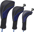 3pcs Nylon Golf Head Covers with Interchangeable Tags, Elastic Self-Fixing Closure, Durable Golf Accessories for Fairway & Driver Clubs