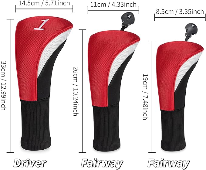 Golf Head Covers for Fairway Woods Driver Hybrids 5 Pieces Nylon Mesh Sports Fan Golf Club Headcovers-Golf Accessories for Men Women.