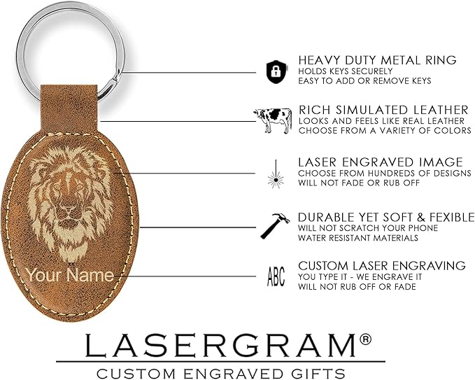 LaserGram Oval Keychain, Golf Ball, Personalized Engraving Included (Rustic with Gold)
